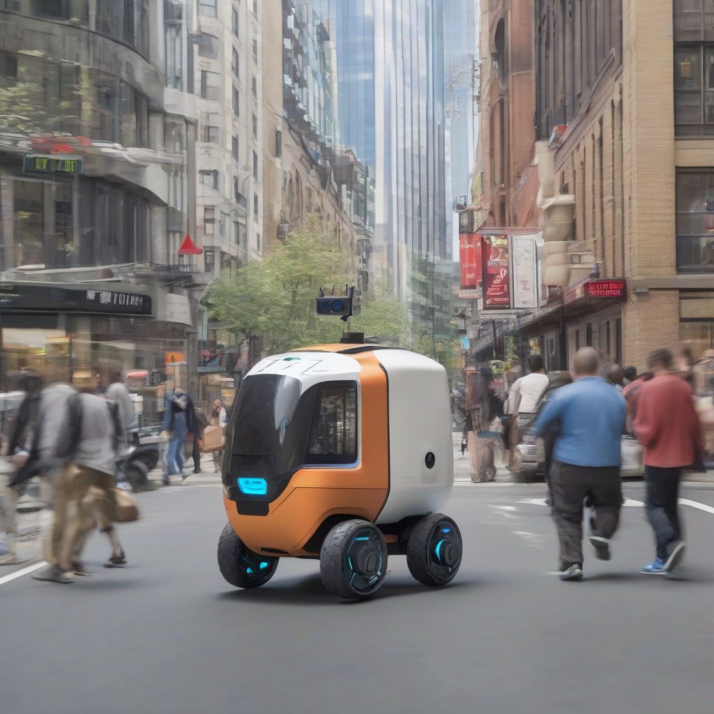 Autonomous Delivery Robot on City Sidewalk