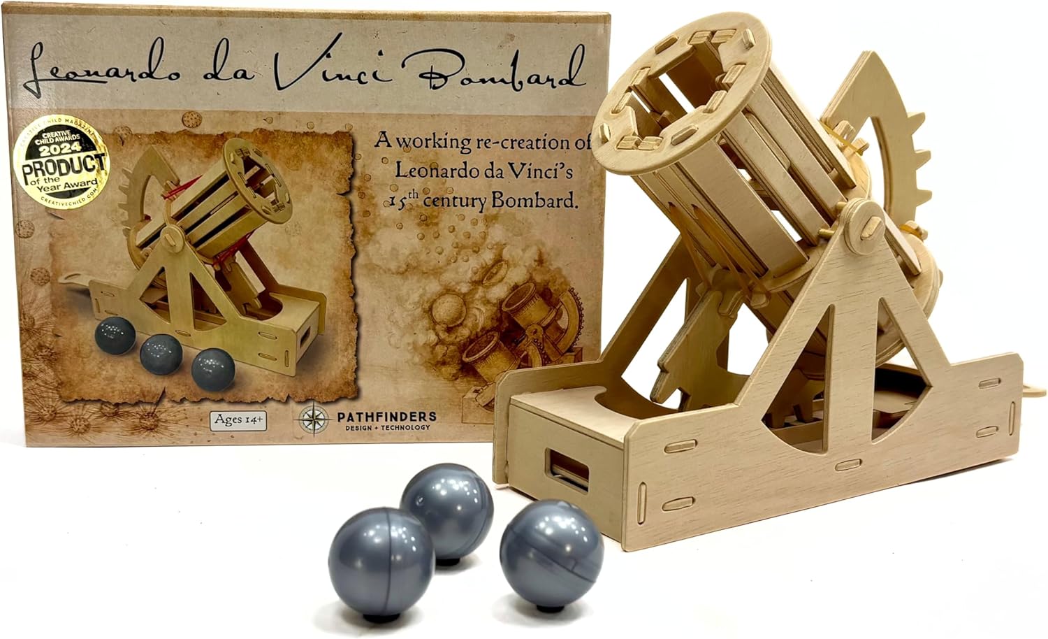 PATHFINDERS STEM Kit – Leonardo da Vinci Bombard Cannon | Science Kits for Kids Age 12-14 | stem Age 12-14 Physics Toys | Kids Engineering kit
