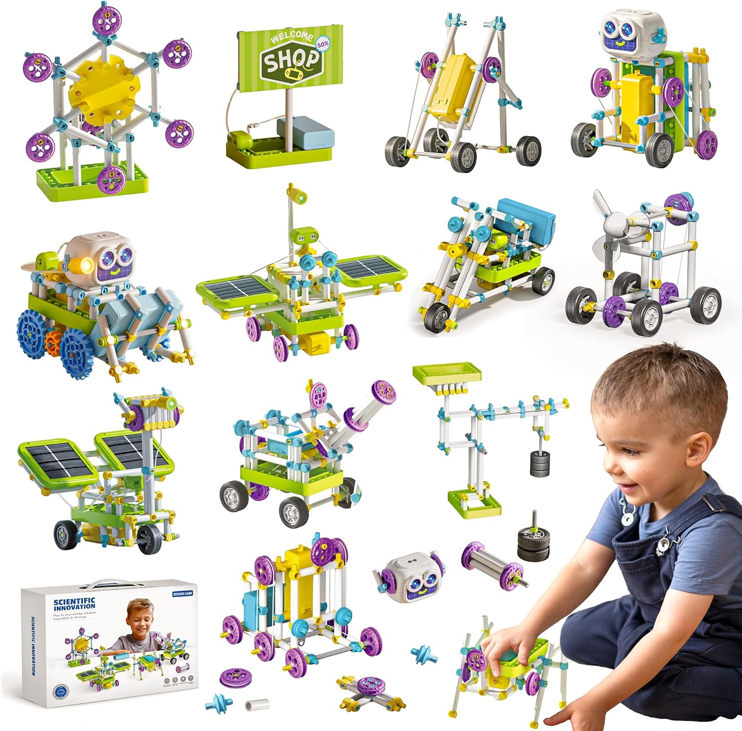 STEM Toys, SMILESSKIDDO 434 PCS Building Blocks, 36+ Robot Models Learning & Education Science Kit Toys, 5 6 7 8 9 10 11 12 Year Old Boy and Girl Gift